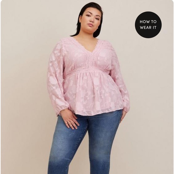 Torrid Blush Pink Lace Blouse - Picture 1 of 2